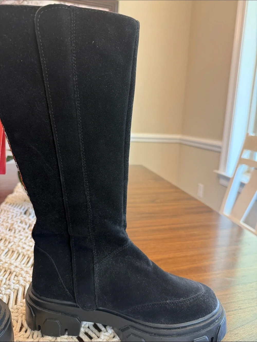 FARM Rio Black Suede-Look Chunky Platform Over-the-Knee Boots